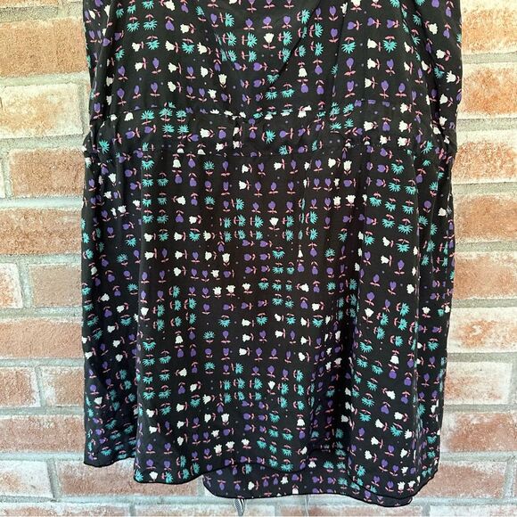 Anna Sui Anthropologie Silk Blend Mini Dress Women’s 8 Black Print - Picture 8 of 8